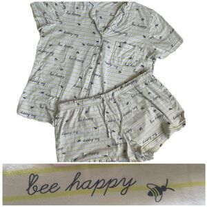 La Vie en Rose  Bee Happy Button Down Pajama Shorts Set • Size Medium